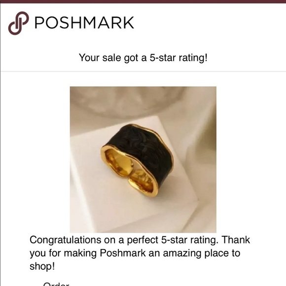 RE-STOCKED❗️NEW Black Enamel Ring 925 Stamped - Picture 5 of 7